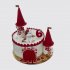 Белый торт в виде замка с красными башнями девочке на 6 лет №113569
