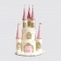 Двухъярусный торт в виде замка с розовыми башнями №113573