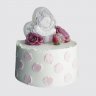 Белый торт на День Рождения с цветами в горошек для девочки №113605
