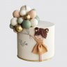 Белый торт девочка с шарами из мастики на 2 года №113612