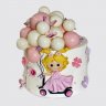 Торт на юбилей 10 лет девочка с шарами и цветами №113614