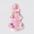 Нежный двухъярусный торт для девочки на 1 годик с животными из мастики №113628