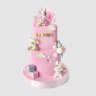 Двухъярусный торт с цветами девочка на облаках №113627