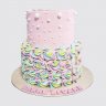 Двухъярусный торт на 1 год с единорогом в цветах для девочки №113631