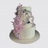 Трехъярусный торт с аистами и цветами для девочки №113633