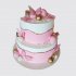 Праздничный двухъярусный торт для девочки с бабочками №113635
