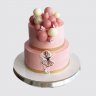 Прикольный двухъярусный торт на рождение девочки с короной №113638