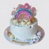 Белый торт девочке с радугой и леденцами на 6 лет единорог обжора №113668