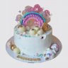 Торт на День Рождения девочки единорог обжора с шарами из мастики №113667