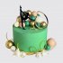 Торт для девочки гимнастки зеленый с шарами из мастики №113687