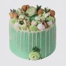 Детский торт для девочки зеленый с бабочками №113691