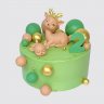 Торт девочке на 2 годика зеленый с олененком в шарах №113692