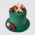 Оригинальный зеленый торт для девочки на 3 года с ягодами №113697