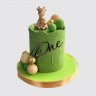 Торт на годовщину 10 лет с лисами для девочки зеленый №113702