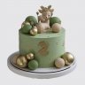 Праздничный зеленый торт с ягодами для девочки №113705