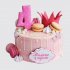Розовый торт с цифрой 4 из пряника с короной для девочки №113730
