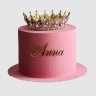 Розовый торт с цифрой 4 из пряника с короной для девочки №113730