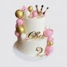 Белый торт с золотой короной для девочки №113733