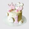 Торт с короной и цветами для девочки №113736