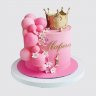 Белый торт с короной и ягодами для девочки №113741