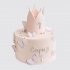 Нежный торт девочке с бабочками и короной из мастики на 1 годик №113743