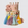 Нежный торт девочке с бабочками и короной из мастики на 1 годик №113743