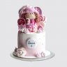 Торт кукла для девочки на 2 года с розами и бабочками №113749