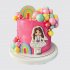Торт кукла с радугой и разноцветными шарами №113766