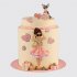 Двухъярусный торт для модницы с сердечками и собачкой из мастики №113848
