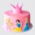 Торт для девочки с принцессами и короной из мастики №113879