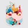 Нежный торт с сердечками и шарами из мастики принцесса №113881