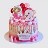 Нежный торт с сердечками и шарами из мастики принцесса №113881