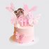 Розовый торт для девочки на 11 лет с бабочками и леденцами №113888