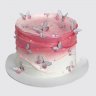 Белый торт для девочки с шарами из мастики и бабочками №113897