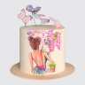 Торт на День Рождения с девочкой и бабочками №113902