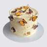 Торт на юбилей девочки 15 лет с бабочками и леденцами №113906