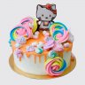 Классический торт Хелло Китти с цветами из мастики для девочки №113934