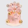 Праздничный торт с розовой глазурью на юбилей 10 лет девочке №113952