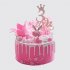 Детский розовый торт на 3 года для девочки с короной из мастики №113953