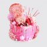 Розовый торт для девочки с ягодами и сладостями №113962