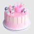 Розовый торт для девочки на 7 лет с макарунами и короной №113964