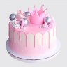 Розовый торт с единорогом и леденцами для девочки с цифрой 7 №113965