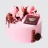 Розовый торт для девочки на 14 лет с шоколадной глазурью и паспортом №113966