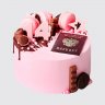 Розовый торт с единорогом и леденцами для девочки с цифрой 7 №113965