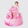 Нежный торт на 1 годик с девочкой в платье №113979