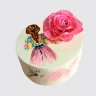 Торт с девочкой в платье в цветах на 6 лет №113983