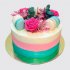Радужный торт для девочки с макарунами и цветами №113997