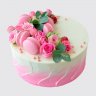 Радужный торт для девочки с макарунами и цветами №113997