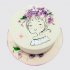 Белый торт с девочкой с волосами из цветов №114002