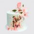 Белый торт на 1 год для девочки с цветами №114005
